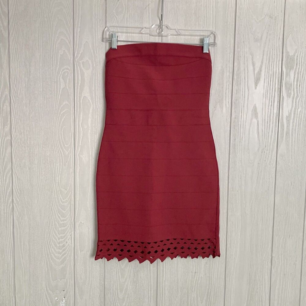 Susana Monaco Eyelet Bandage Sleeveless Dress Oxblood Red Medium NWT